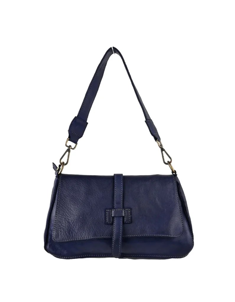 Gewassen leer tas donkerblauw