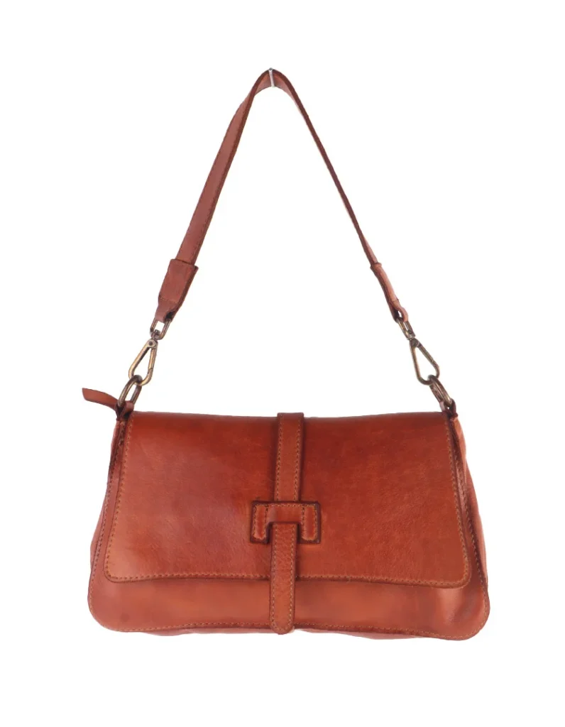 Gewassen leer tas cognac