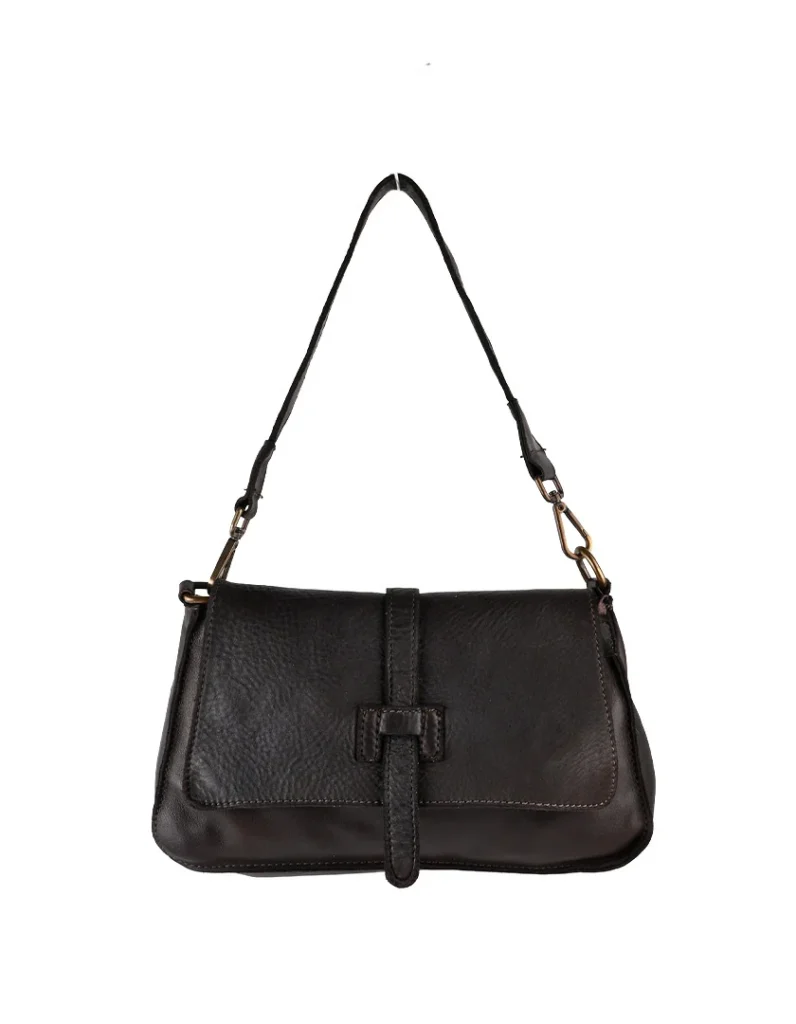Gewassen leer tas donkerbruin