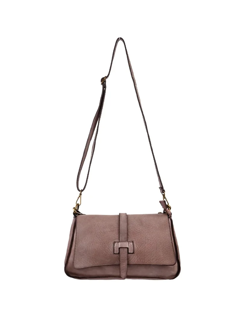 Gewassen leer tas taupe